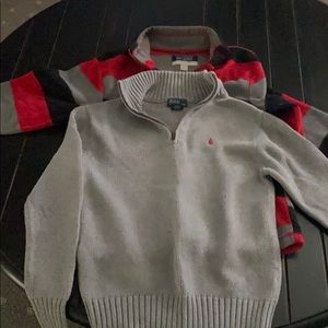 2 boys zip up long sleeve shirts in euc